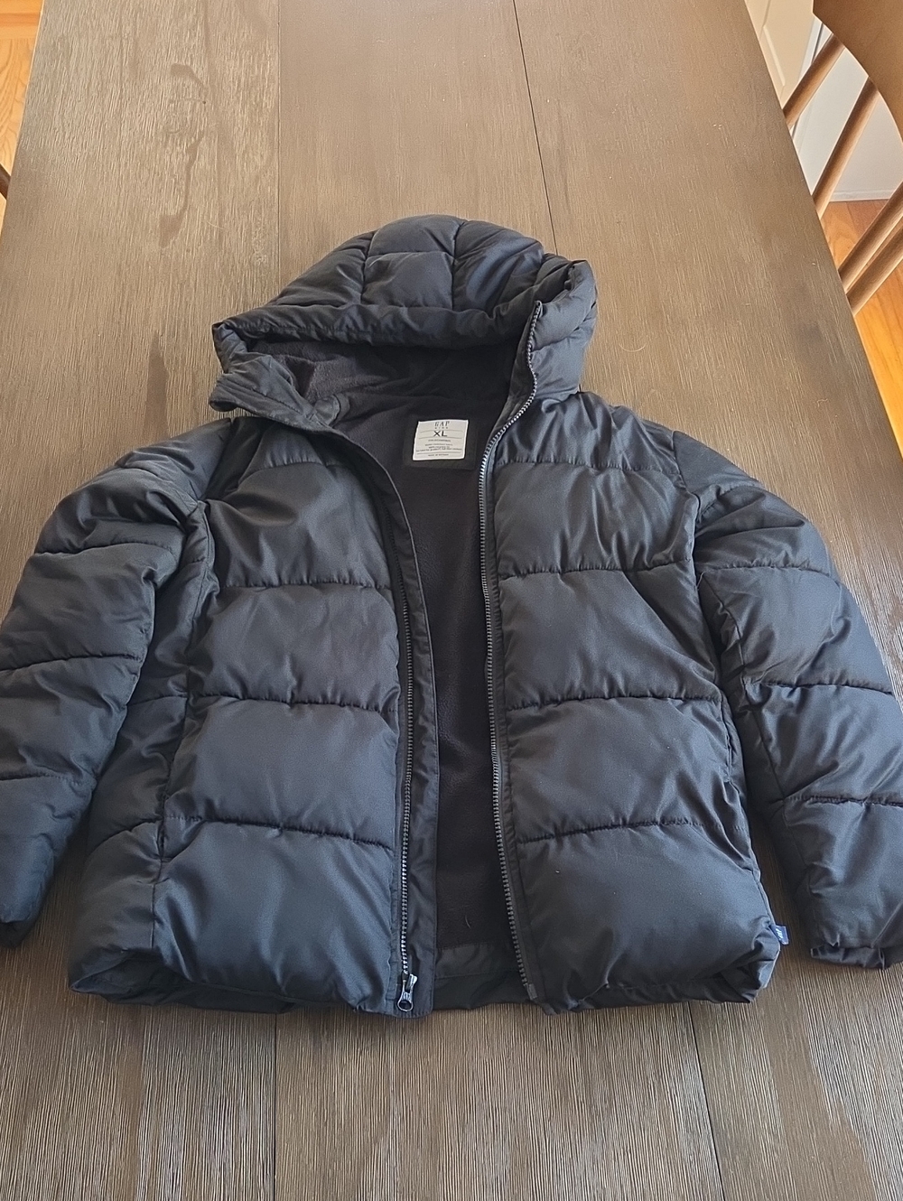 Gap Black Kids Hooded Puffer Jacket Sz XL